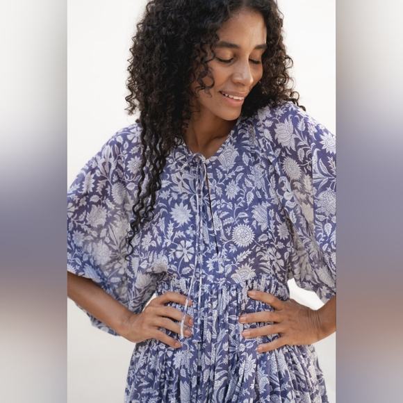 EUC Daughters of India Kyra Midi Dress - Blue Iris (Small) - Picture 4 of 7